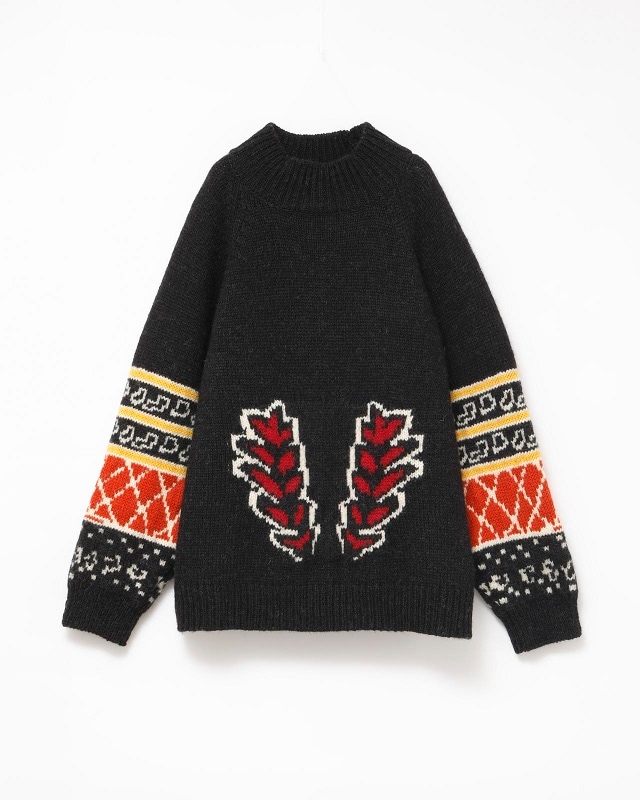 TAN / TAN PAINTING JAQUARD PULLOVER