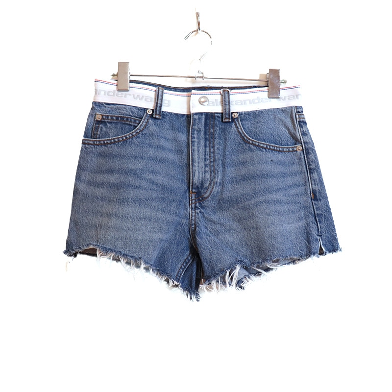 alexanderwang / AW LOGO WEBBING HIGH RISE BITE SHORT W/FRAY