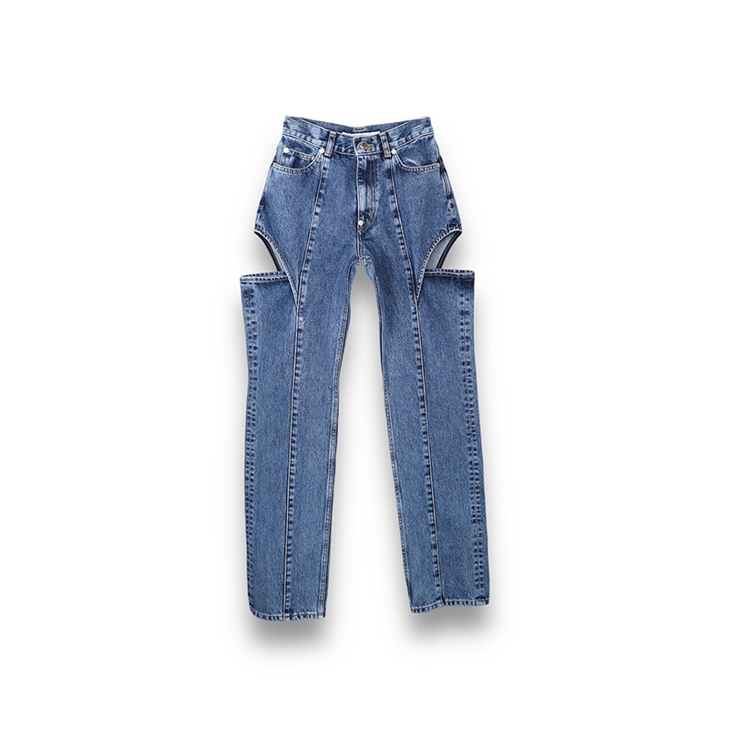 JOHN LAWRENCE SULLIVAN / JLS WASHED DENIM HOLLOWED OUT PANTS