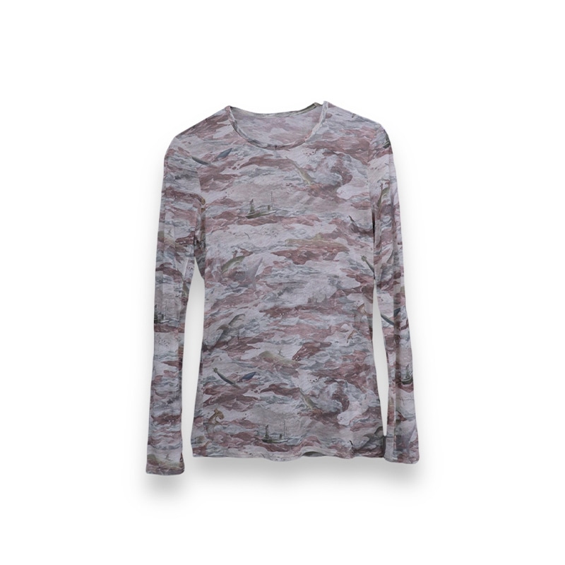 beautiful people / bp sheer shark printed jersey crew neck top