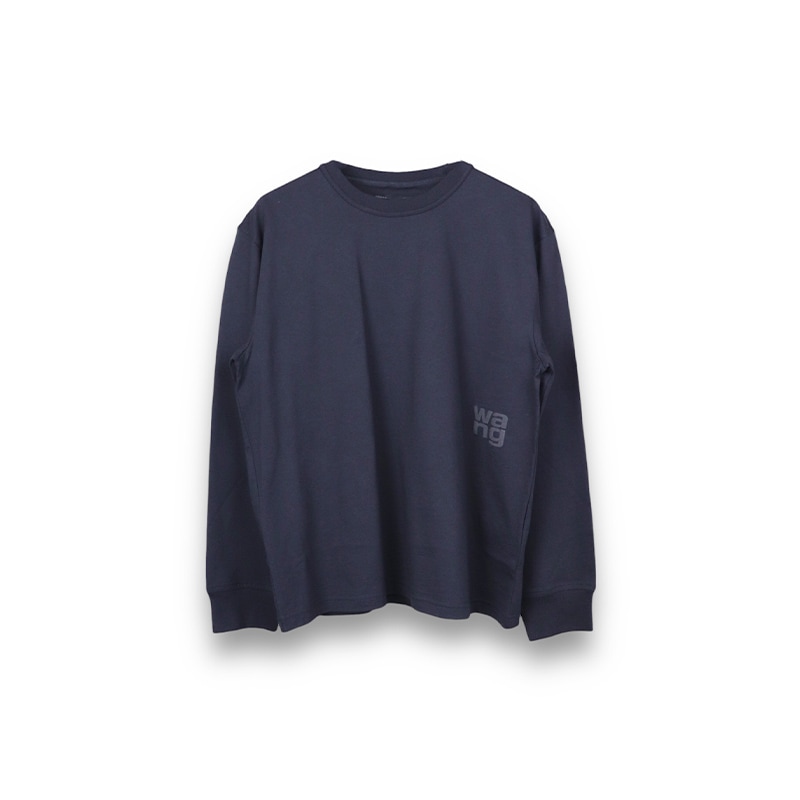 alexanderwang / AW ESSENTIAL JSY LS TEE W/PUFF LOGO&BOUND NECK