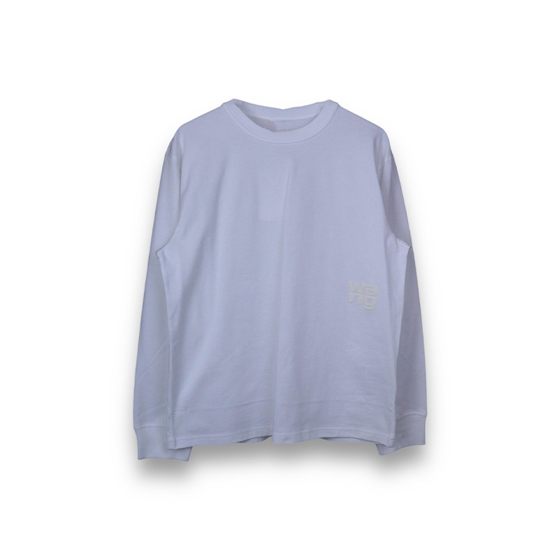 alexanderwang / AW ESSENTIAL JSY LS TEE W/PUFF LOGO&BOUND NECK