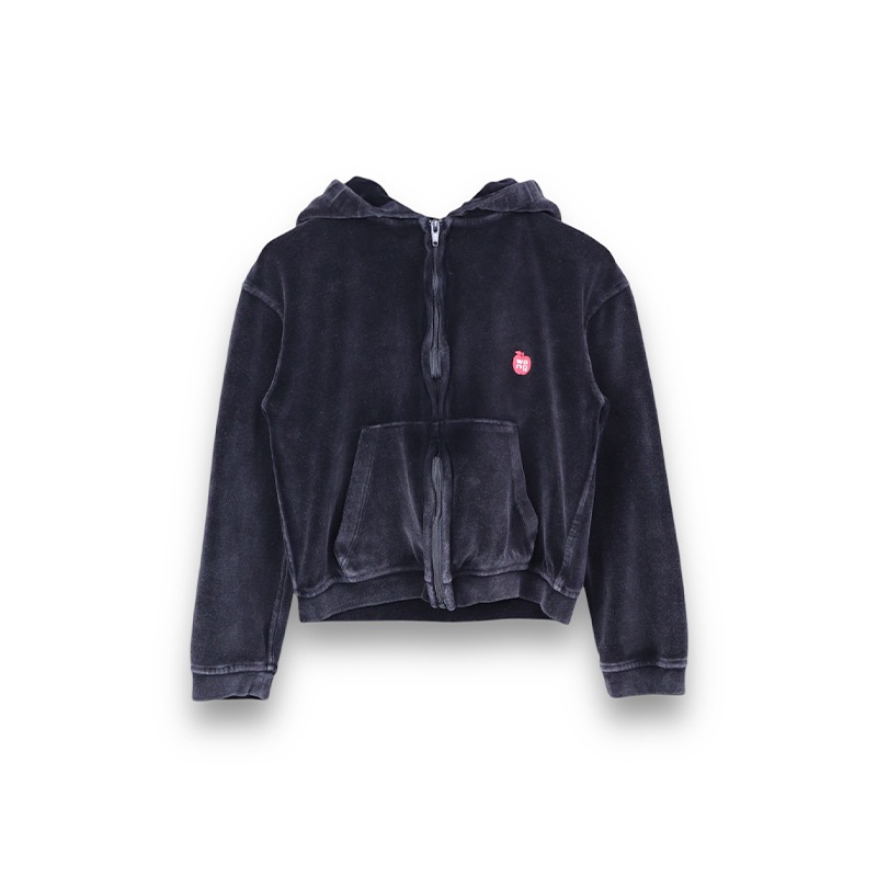 alexanderwang / AW SHRUNKEN ZIP UP HOODIE W/APPLE LOGO