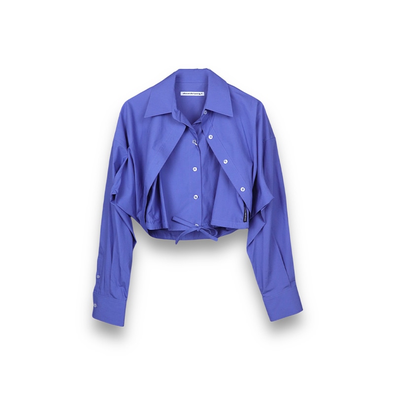 alexanderwang / AW DOUBLE LAYRED CROPPED SHIRT WITH DRAWSTRING WAIST