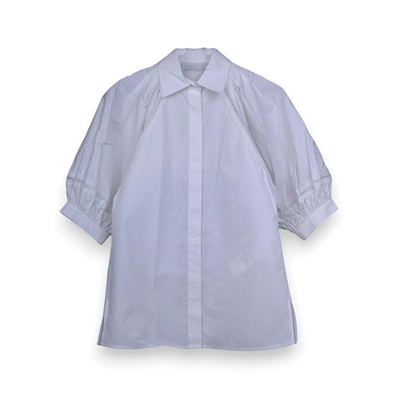 3.1Phiillip Lim / PH LANTERN SLV SHIRT W LATTICE TRIM