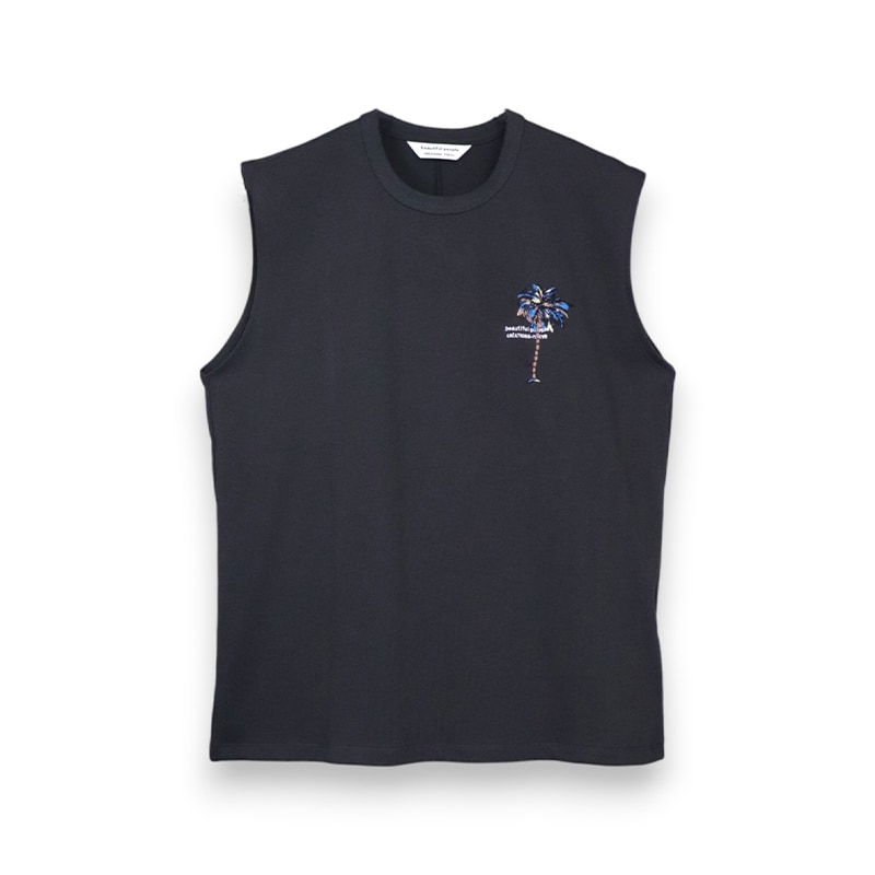 beautiful people / bp suvin compact jersey palm emb tank top