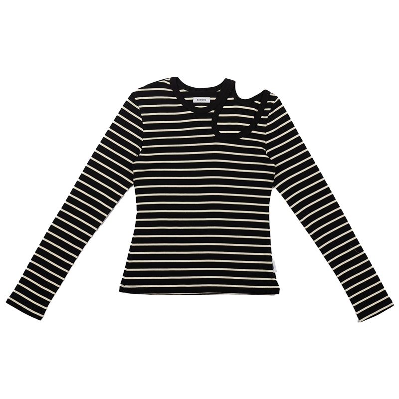 BASICKS / BS Cut-out Stripe T-shirt