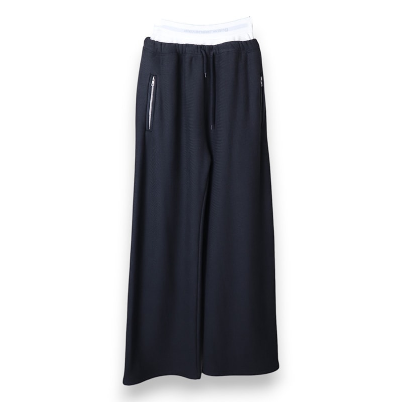 alexanderwang / AW WIDE LEG SWEATPANT W/LOGO ELASTIC EXPOSED BRIEF