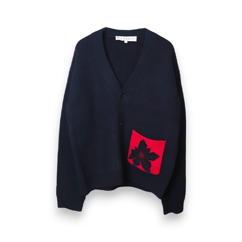 JW ANDERSON / JWA FLOCKED FLOWER PATCH POCKET CARDIGAN