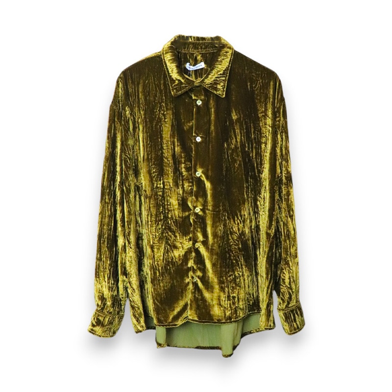 CMMN SWDN / CS CEDRIC LONG SLEEVE RELAXED FIT SHIRT IN CRINKLED VELVET
