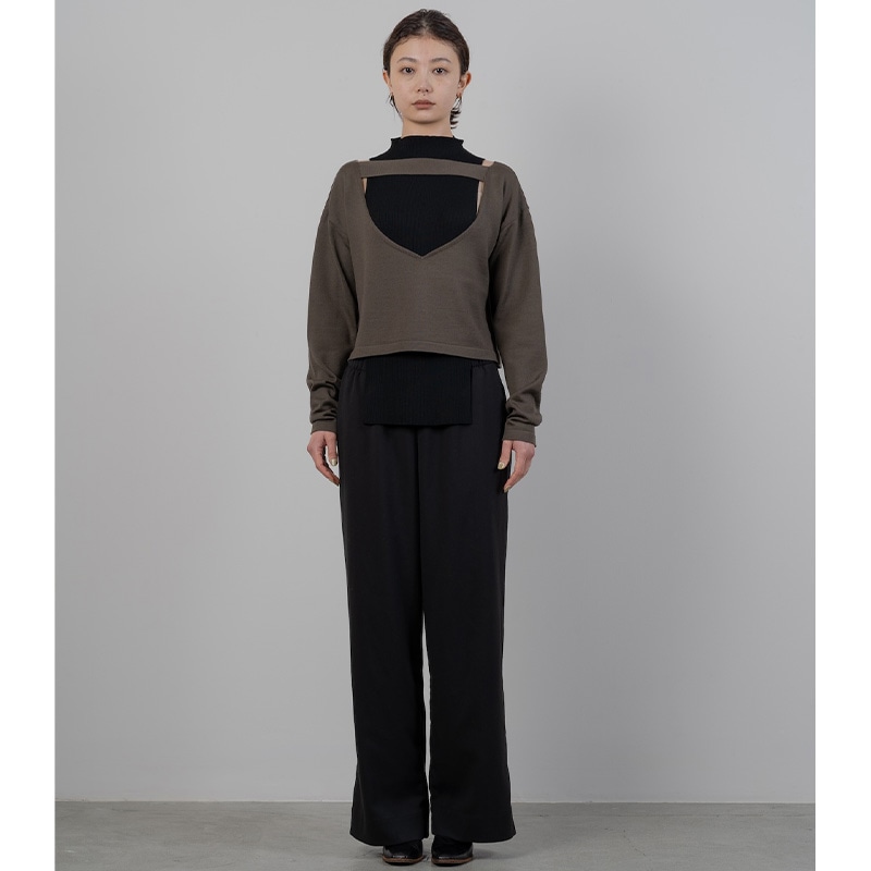TAN / TAN COMBINATION KNITTED TOPS