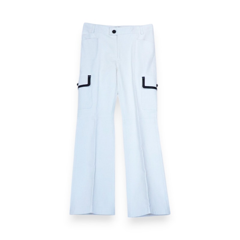 ERNEST W. BAKER / EWB CONTRAST CARGO LEATHERFLARE TROUSERS