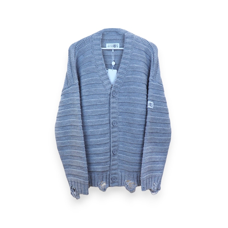 MM6 / MM Horizontal Links Links / Gauge 3 Crewneck Knit Cardigan