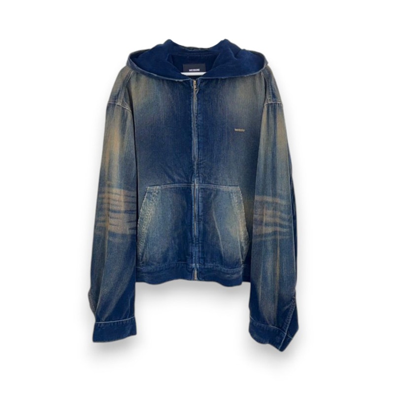 WE11DONE / WE VINTAGE WASH CORDUROY HOODIE ZIP-UP
