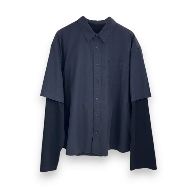 WE11DONE / WE LOGO LONG- SLEEVED LAYERED SHIRT