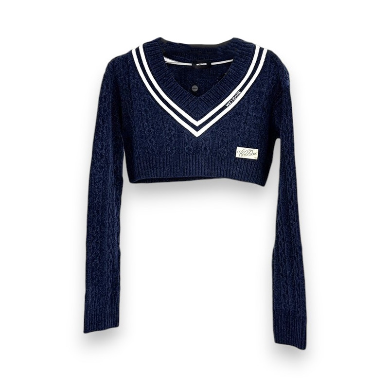 WE11DONE / WE VELVET CABLE CROPPED SWEATER