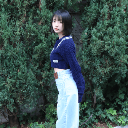 WE11DONE / WE VELVET CABLE CROPPED SWEATER