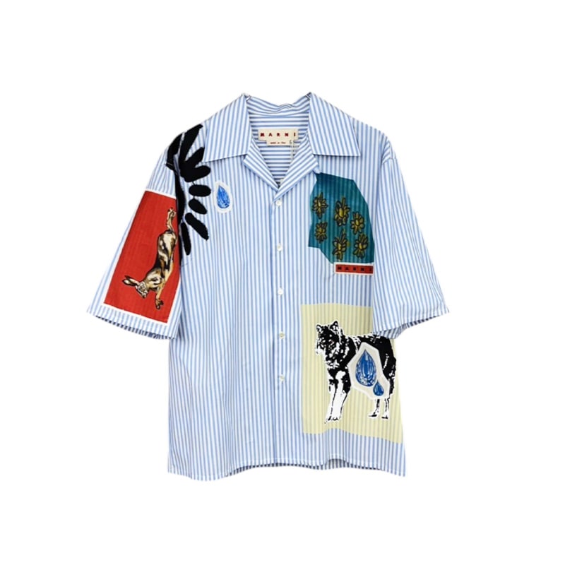 MARNI / MA Poplin striped bowling shirt