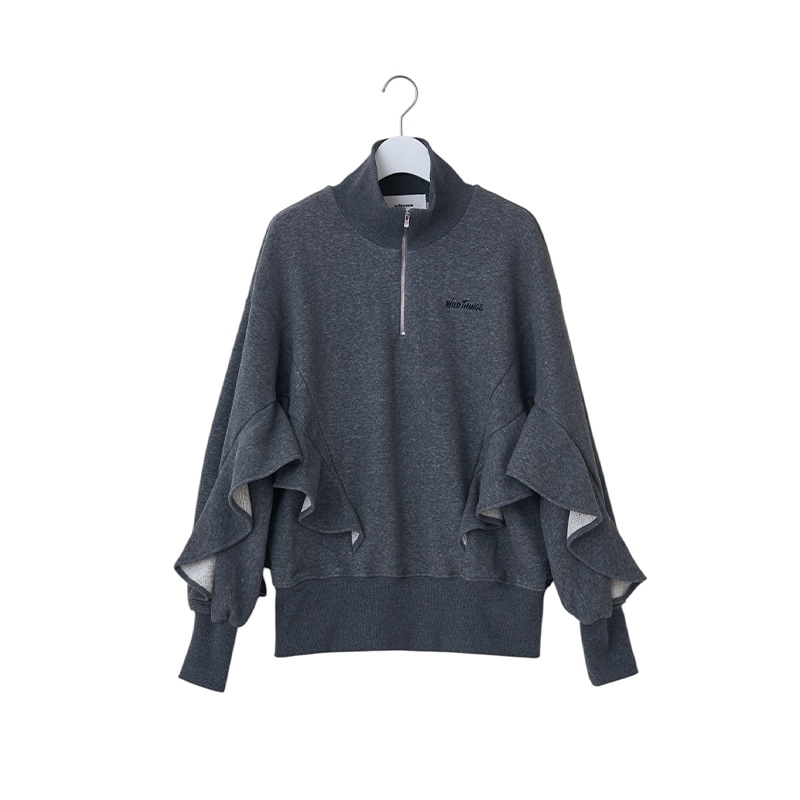 naokitomizuka / nt WILD THINGS Half zip ruffled sweat shirt