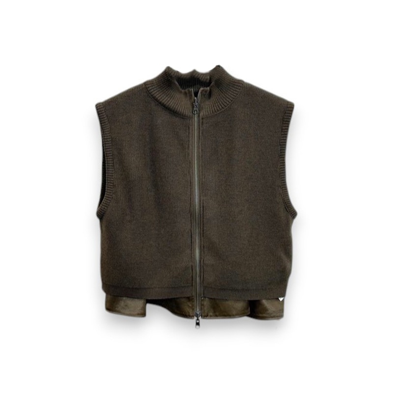 TAN / TAN REVERSIBLE KNIT & SATIN VEST