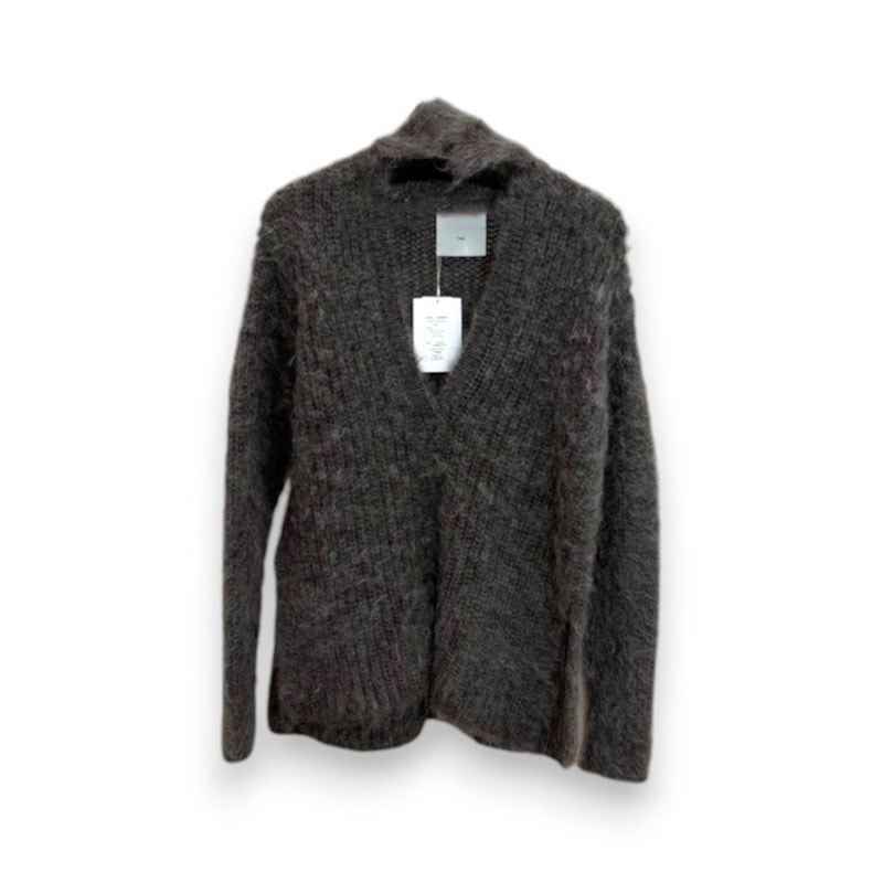 TAN / TAN MOHAIR ALPACA OPEN COLLAR TOP