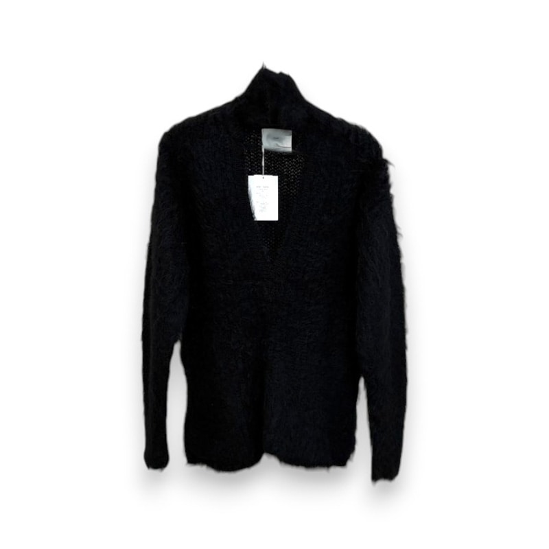 TAN / TAN MOHAIR ALPACA OPEN COLLAR TOP