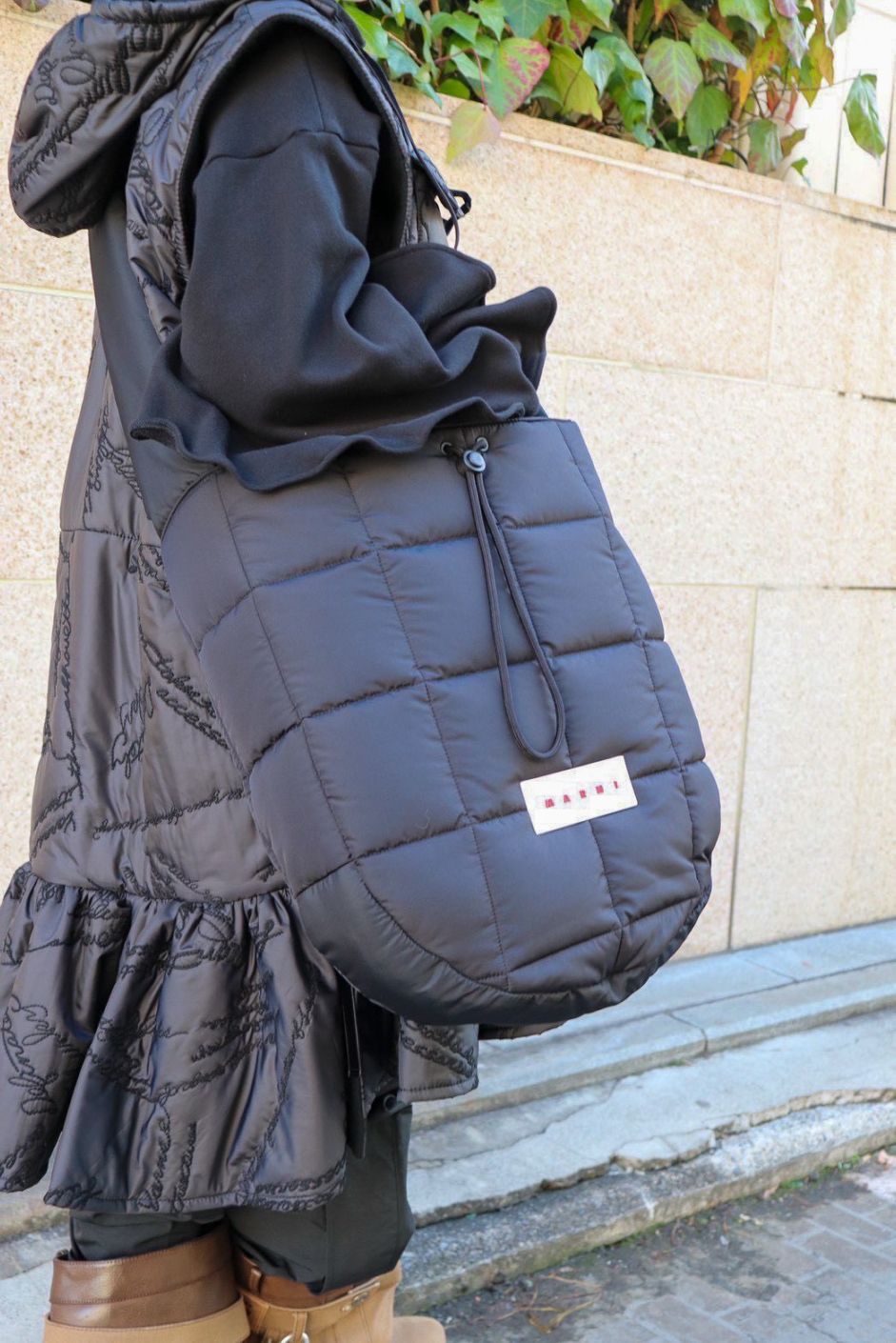 MARNI / Black Puff Hobo Bag