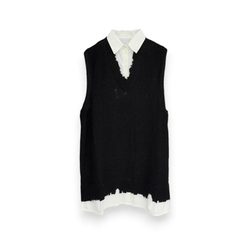 MM6 / Distressed Knit Vest Dress