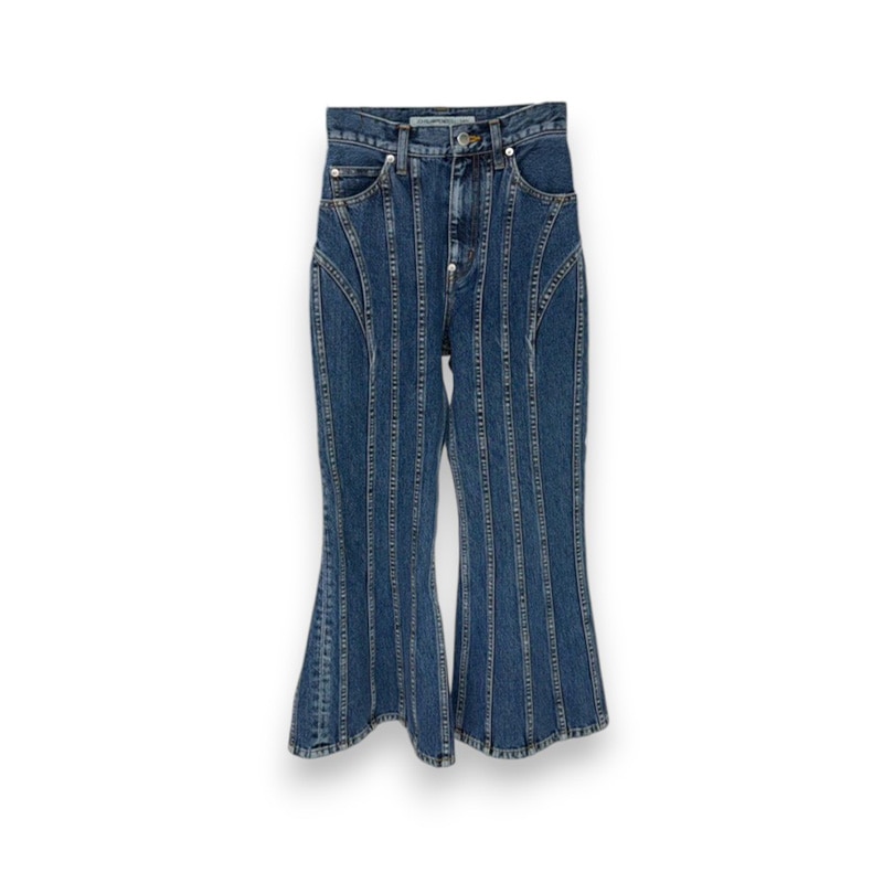JOHN LAWRENCE SULLIVAN / WASHED DENIM CORSET FLARED PANTS