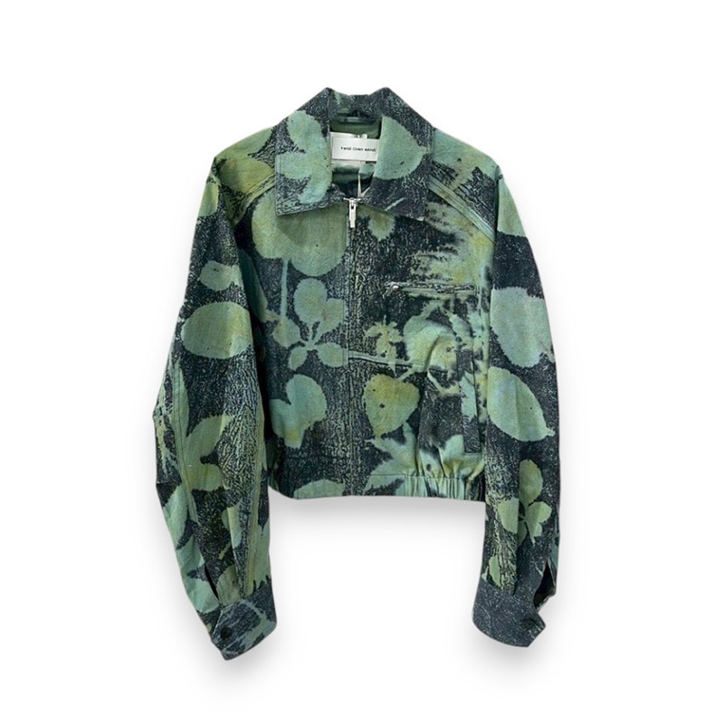 Feng Chen Wang / FCW Cropped jacket with plants dye on antique fabric