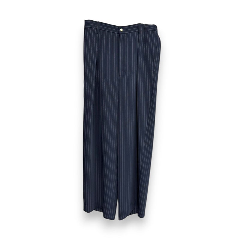 CULLNI / Stripe Double Cloth Tuck Wide Pant