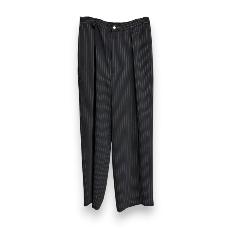 CULLNI / Stripe Double Cloth Tuck Wide Pant