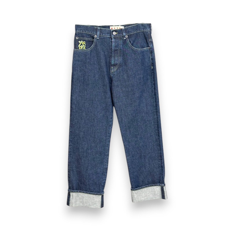 MARNI / Logo Embroidery Wide-Leg Denim Pants