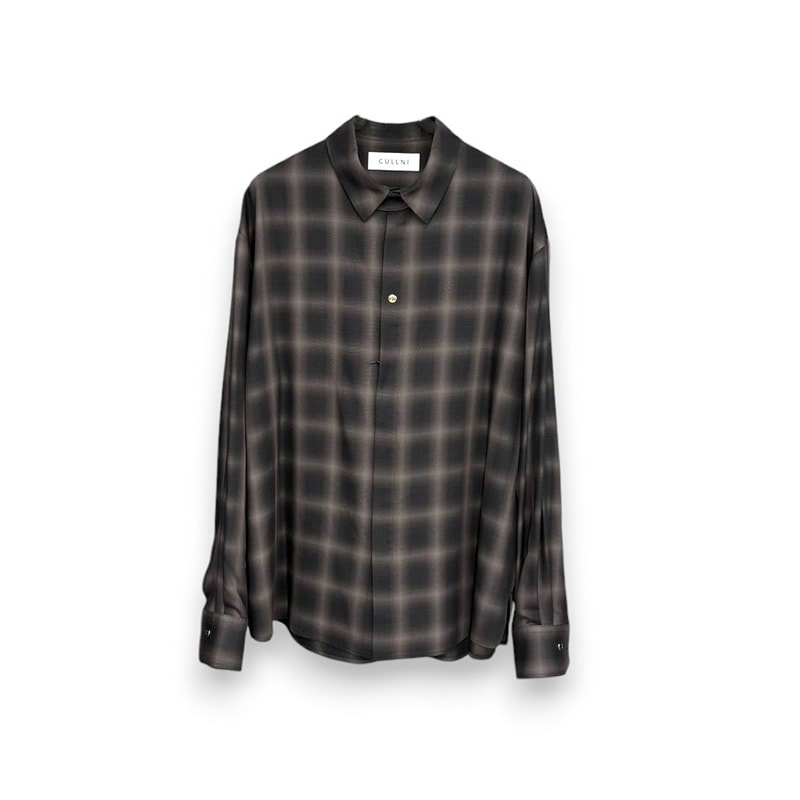 CULLNI / CU Ombre Check Chin Tab Long Sleeve Shirt