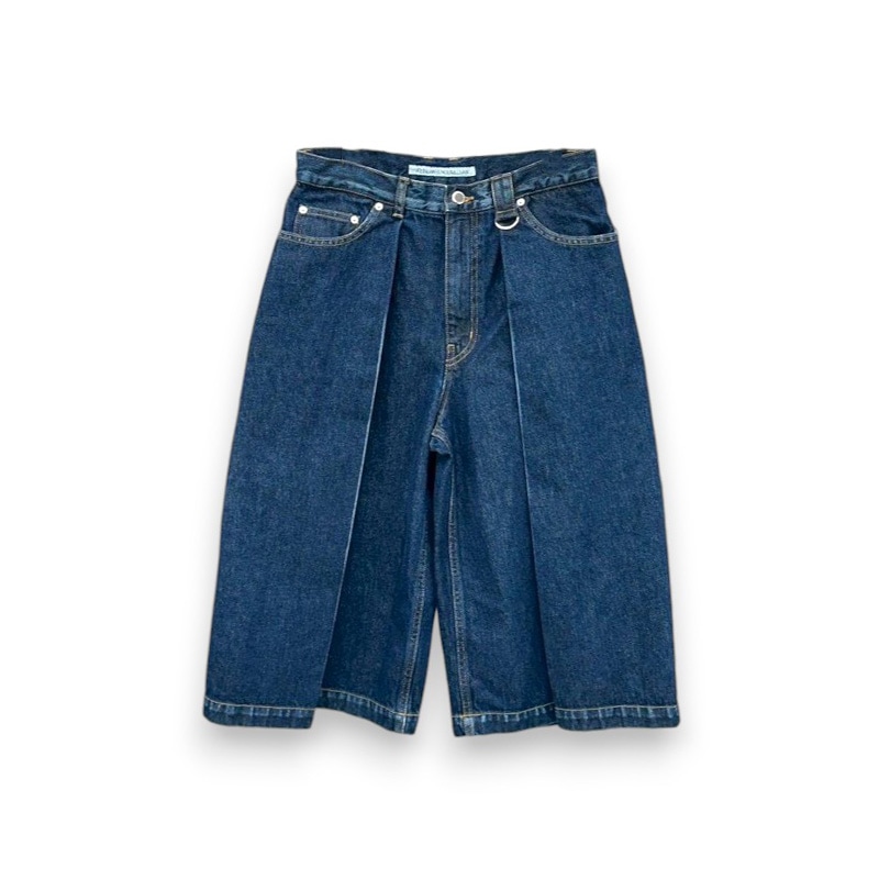 JOHN LAWRENCE SULLIVAN / WASHED DENIM TUCKED WIDE PANTS