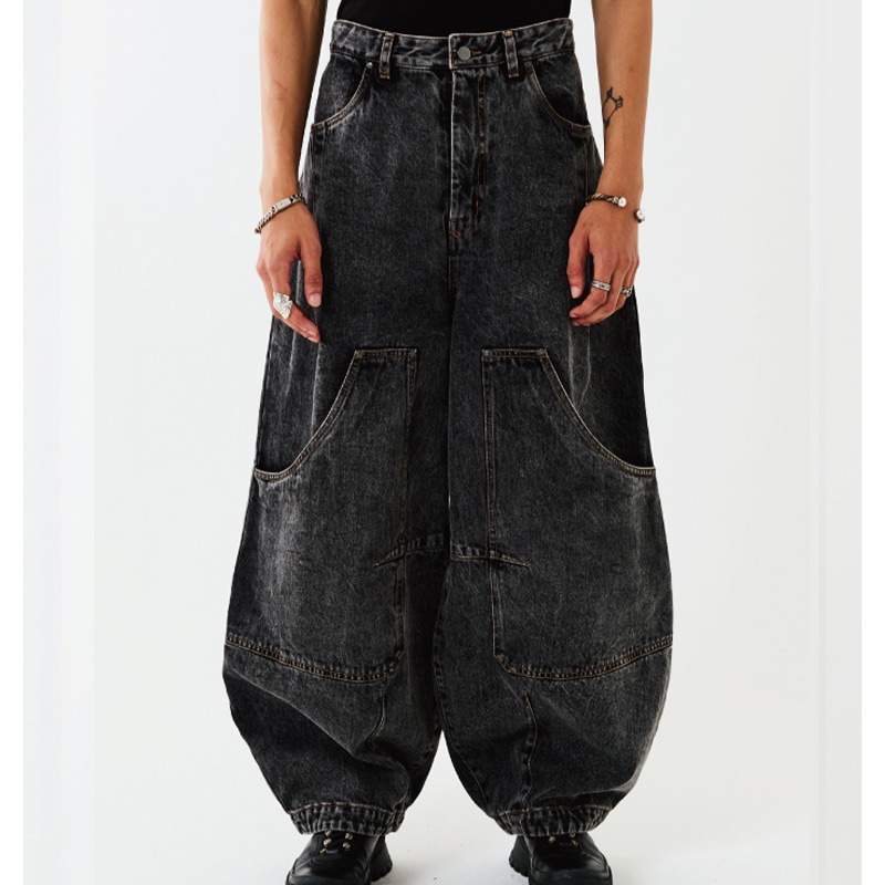 TAUPE / POWDER WASHE DENIM CURVE PANTS