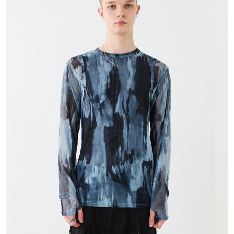 TAUPE / TIEDYE LAYERED SLIM L/S TEE