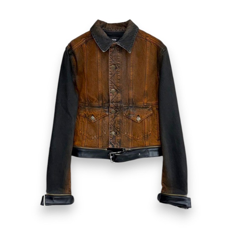 EGONLAB / LEATHER STRAP DENIM JACKET