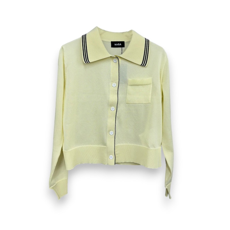 soduk / sd sheer knit polo cardigan