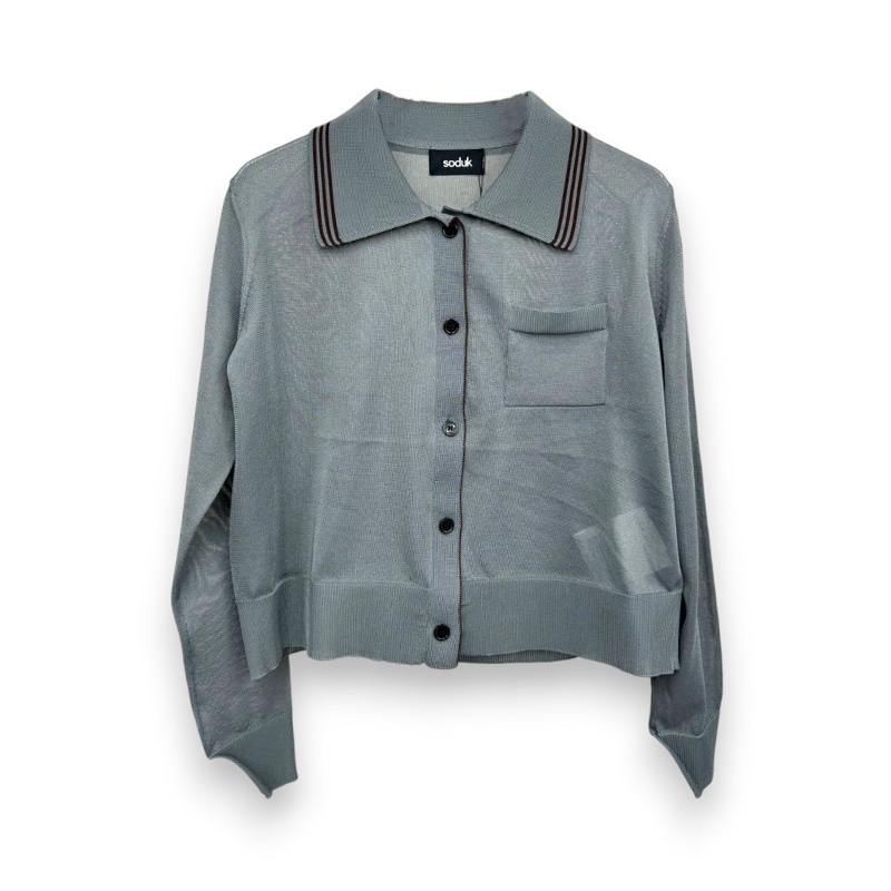 soduk / sd sheer knit polo cardigan