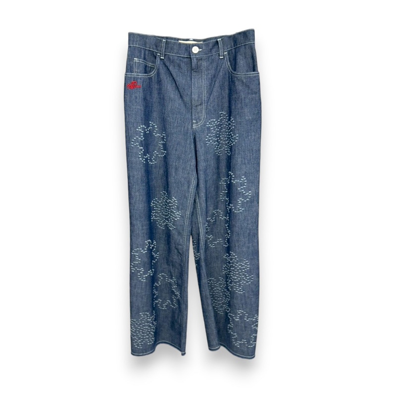 MARNI / Blue Chambray Jeans with Sun Motif