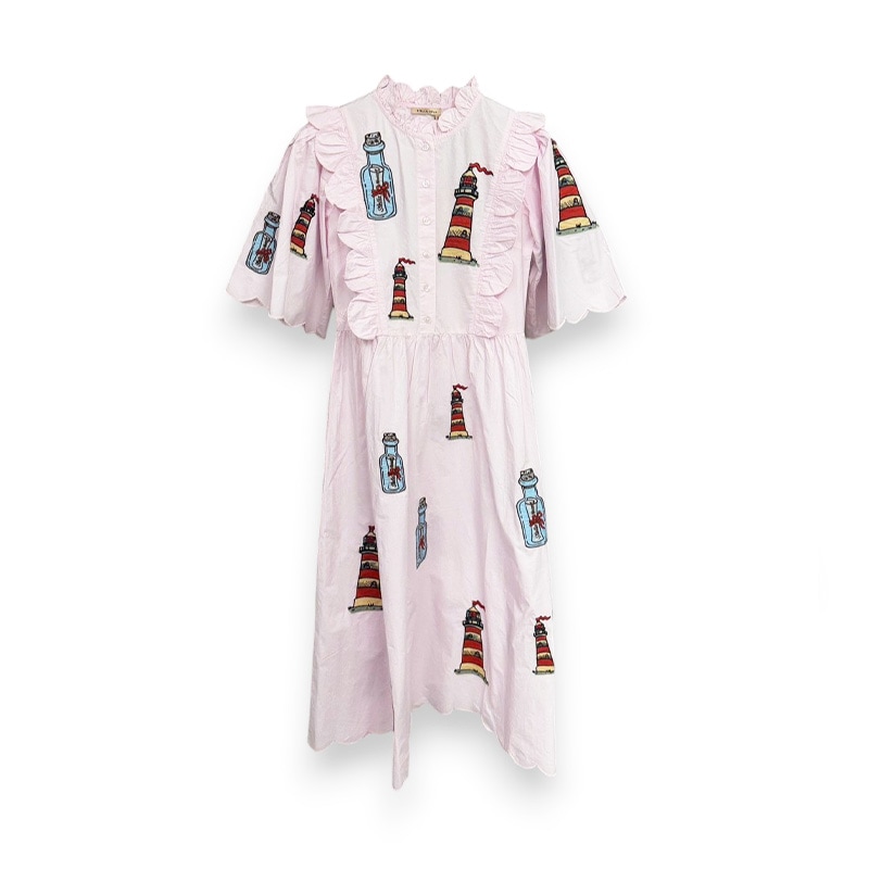 STELLA NOVA / Embroidered Midi dress with Scallops