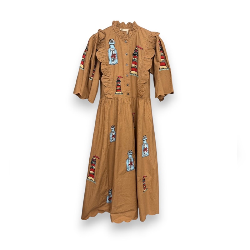STELLA NOVA / Embroidered Midi dress with Scallops