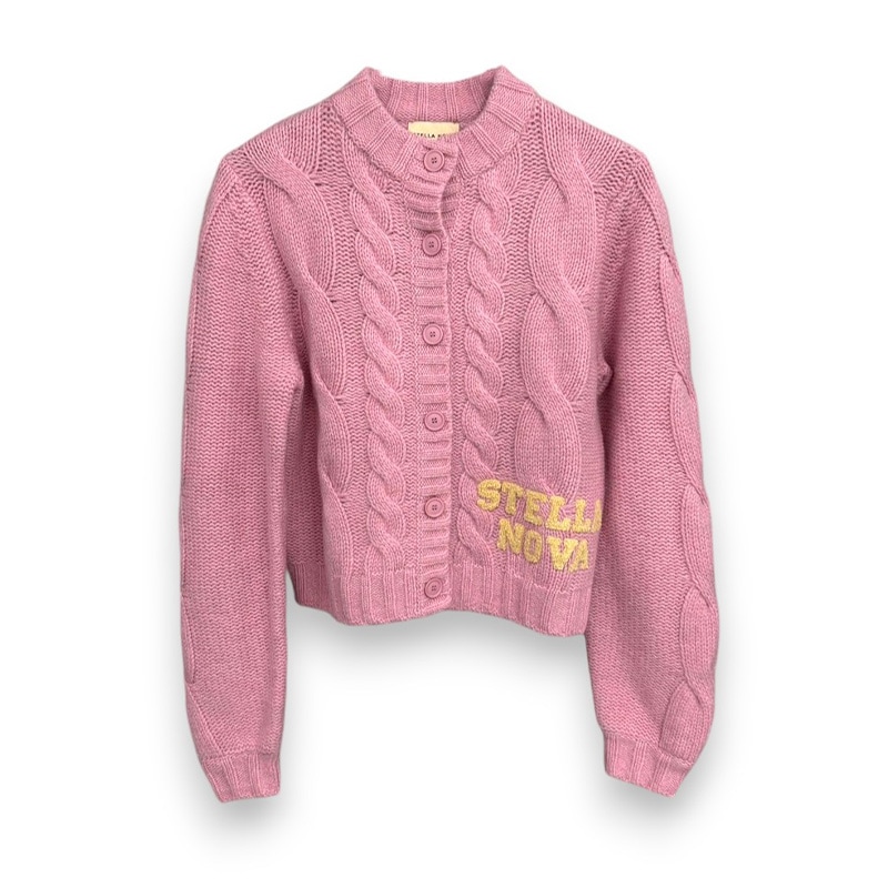STELLA NOVA / Cropped Cable Cardigan in Wool Mix