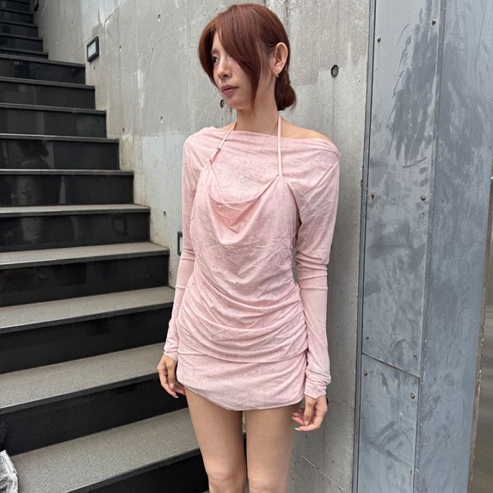seivson / Cyber Muse Sheer Ruched Mesh Top