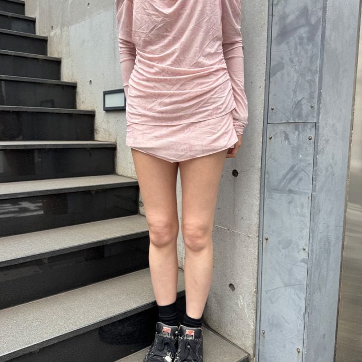seivson / Cyber Muse Sheer Ruched Mesh Shorts Skirt