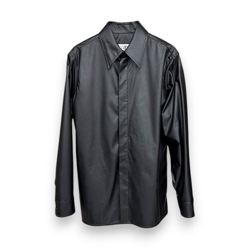 MM6 / Faux Leather Long-Sleeve Shirt