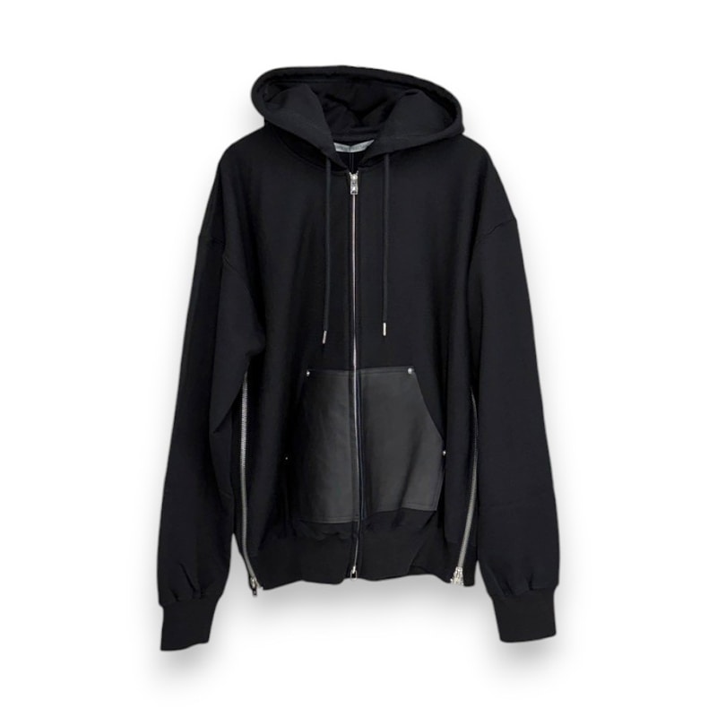 JOHN LAWRENCE SULLIVAN / JLS LEATHER POCKET ZIP-UP SWEAT HOODIE