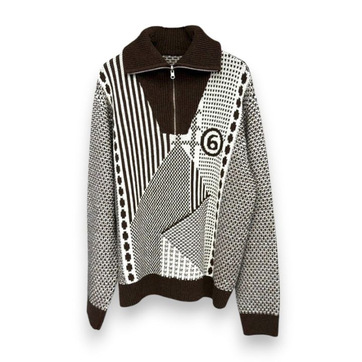 MM6 / Patchwork quarter-zip knit