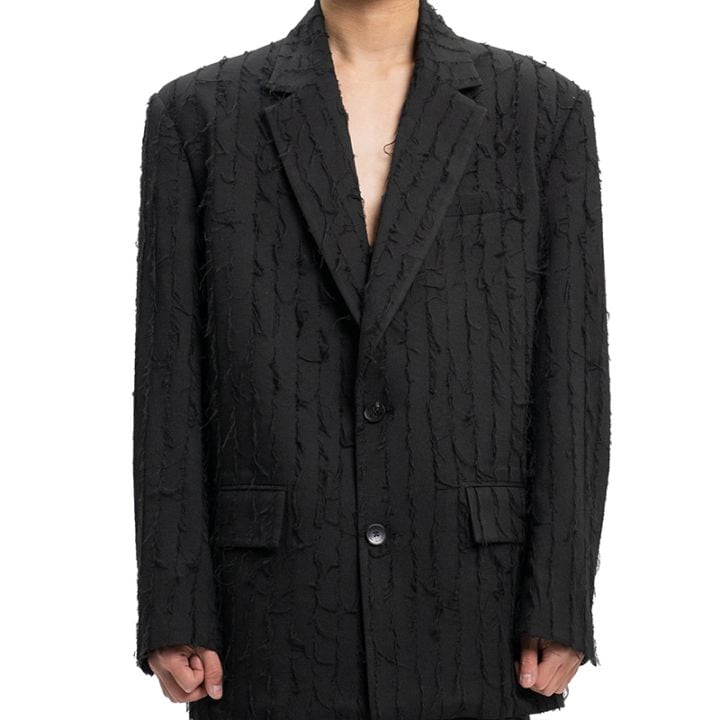 Feng Chen Wang / Blazer with Brushed-Fringe Panel Detailing